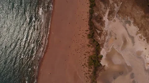 Aerial view of Istuzu beach, spawning site of Red Data Book relict loggerhead Stock Footage 159801006