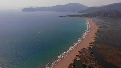 Aerial view of Istuzu beach, spawning site of Red Data Book relict loggerhead Stock Footage 162599897