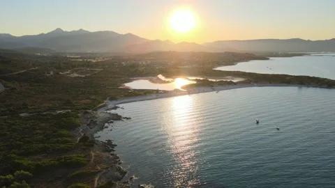 Aerial view of Isuledda beach, San Teodoro, Sardinia Stock Footage 201441972