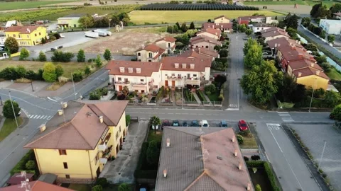 Aerial view of a Italian village placed in northern Italy. Stock Footage