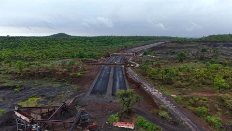 Aerial View of Jabalpur Outer Ring Road Bridge Construction Видео 340315611