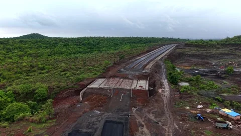 Aerial View of Jabalpur Outer Ring Road Bridge Construction 動画素材 340316384