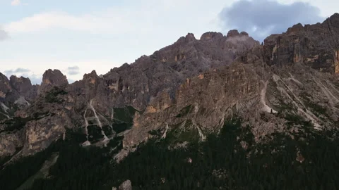 Aerial View of Jagged Textured Mountain Peaks in Misurina Tre Cime Dolomites Stock Footage 346775572
