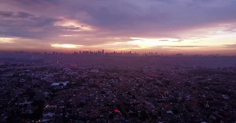 Aerial-view-of-jakarta-city-at-sunset-time-2-4K 25fps Stock Footage