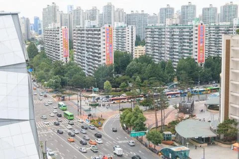 Aerial view of Jamsil intersection Stock Photos