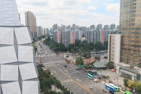 Aerial view of Jamsil intersection Stock Photos