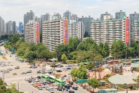Aerial view of Jamsil intersection Stock Photos