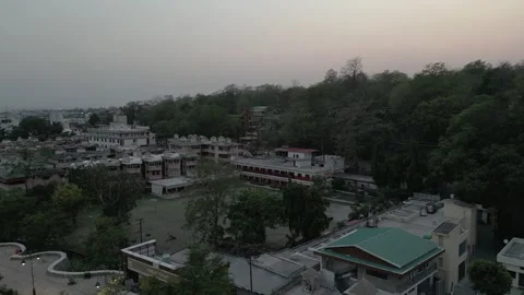 Aerial view of Janki Setu Bridge and Rishikesh Gallery. Stock Footage 340247997