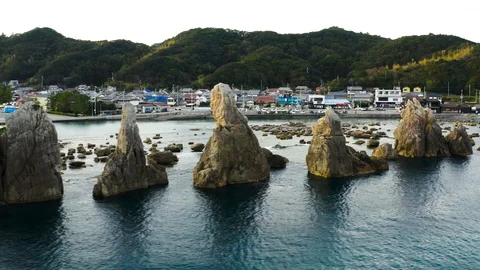 Aerial View of Japan's Coastline Stock Footage 101040330