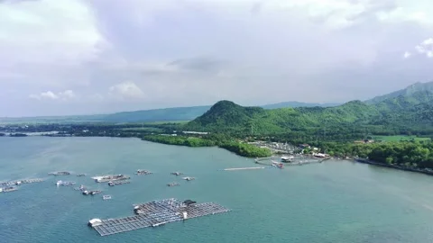 Aerial view of Java north coast, Situbondo, Indonesia with the mountains. Stock Footage 222773995