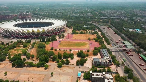 Aerial View Of Jawaharlal Nehru Stadium ... | Stock Video | Pond5