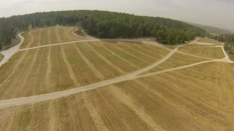 Aerial view of  Jerusalem mountains, wheat field and forests, Israel Stock Footage 44265072