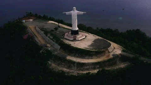 Aerial View of Jesus Statue Stock Footage 229754960