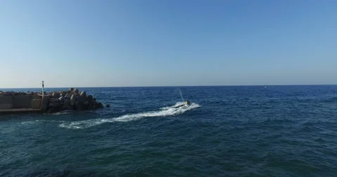 Aerial View of jetski in the motion. Video stock 60660494
