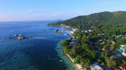 Aerial view of Jetty in La Digue Island, Seychelles. Stock Footage 61472702
