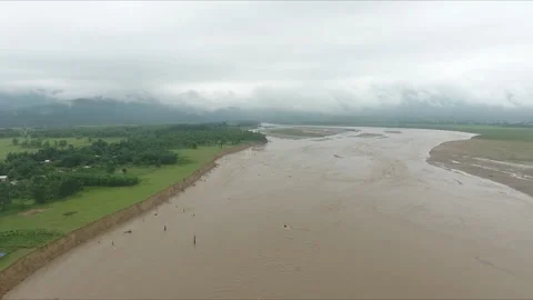 Aerial view of Jiadhal River erosion in Dhemaji Silapathar Assam 4k  Stock Footage 339269747