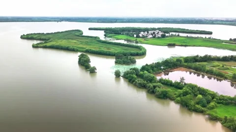 Aerial view of Jianghan Plain rural landscape Stock Footage 341574432