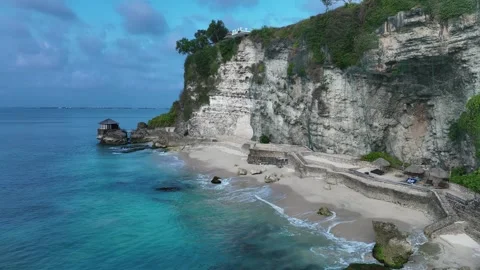 Aerial view of Jimbaran cliffs in Bali Indonesia Stock Footage 266901626