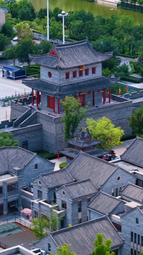 Aerial View of Jimo Ancient City, Qingdao, China Stock Footage 330797355