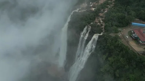 Aerial View of Jog Falls Waterfall in Monsoon Karnataka Stock-Footage 341567798