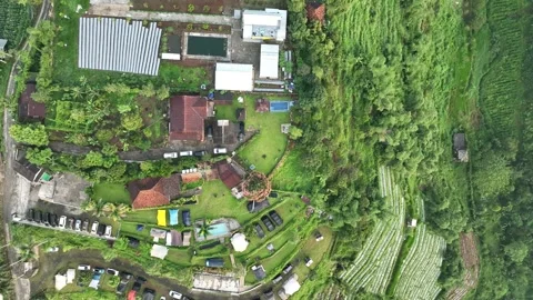 Aerial view of Joglo Java Neglasari resort in Indonesia. Stock-Footage 336333204