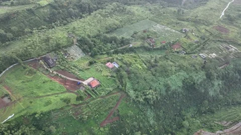 Aerial view of Joglo Java Neglasari in the hills of Indonesia. Stock-Footage 336333318