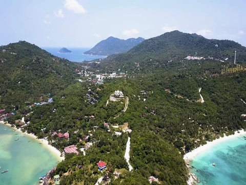 Aerial View: John Suwan highest viewpoint at Koh tao Stock Footage 73604201