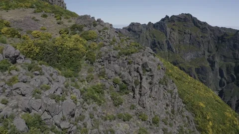 Aerial view of "Juncal" viewpoint in "Pico do Arieiro", Madeira island, Portugal Stock Footage 134418324