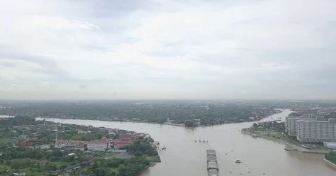 Aerial View : the junction of Chao Phraya River,Thailand. Stock Footage 78905512