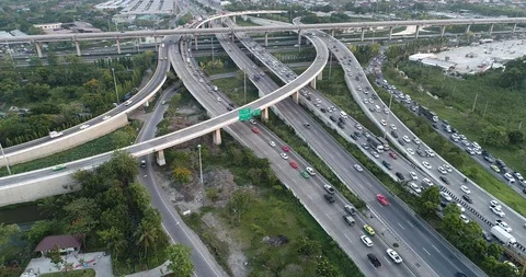 Aerial view junction city road with car moving transport concept Stock Footage 100346632