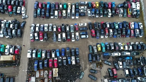Aerial view of a junkyard Stockbeeldmateriaal 87818268