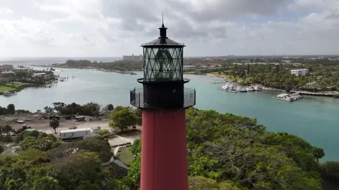 Aerial View of Jupiter Inlet Lighthouse, Florida Stock Footage 332171983
