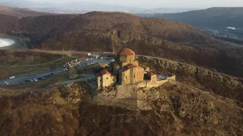 Aerial view Jvari monastery in sunset 4k Vidéo 170721702