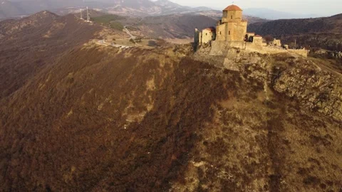 Aerial view Jvari monastery in sunset  4k Vidéo 170721754