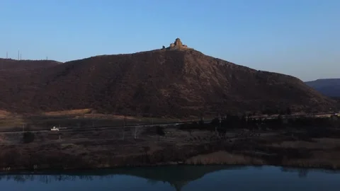 Aerial view Jvari monastery in sunset 4k Vidéo 170722219