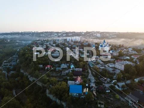 Aerial view of Kamianets-Podilskyi city in Ukraine Stock Photos