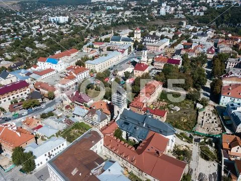 Aerial view of Kamianets-Podilskyi city in Ukraine Stock Photos