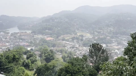 Aerial View of Kandy City and Lake Surrounded by Hills, Sri Lanka Video stock 331248232