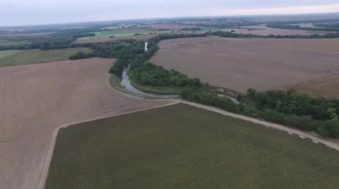 Aerial View of Kansas Fields Stock Footage 64978286