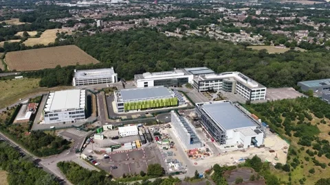 Aerial View of Kao Data AI and High Performance Computing Center near London 動画素材 344751548