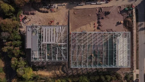 Aerial view of Kao Data construction site in Harlow, United Kingdom. Stock Footage 346787158