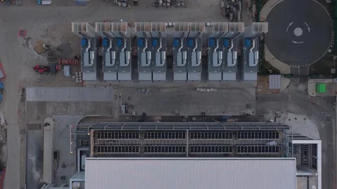 Aerial view of Kao Data facility in Harlow, United Kingdom. Stock Footage 346787141