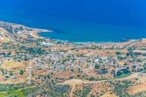 Aerial view of Kaplica village in Northern Cyprus. Stock Photos