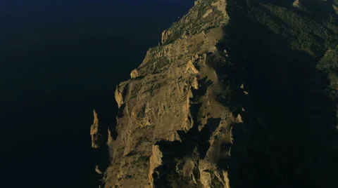 Aerial View: Kara Dag Mountain. Crimea, Ukraine. Summer 2013 Stock Footage 35449905