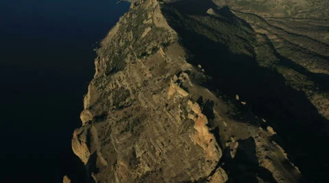 Aerial View: Kara Dag Mountain. Crimea, Ukraine. Summer 2013 Stock Footage 35450407