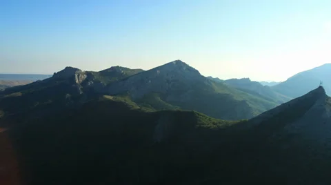 Aerial View: Kara Dag Mountain. Crimea, Ukraine. Summer 2013 Stock Footage 35450920