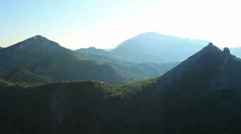 Aerial View: Kara Dag Mountain. Crimea, Ukraine. Summer 2013 Stock Footage 35450957