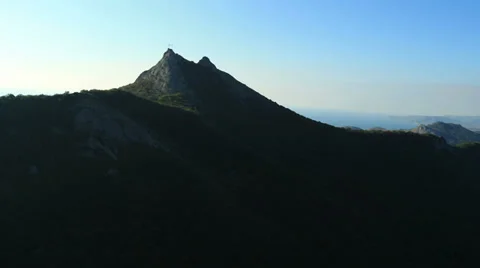 Aerial View: Kara Dag Mountain. Crimea, Ukraine. Summer 2013 Stock Footage 35453096