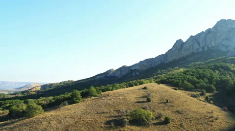 Aerial View: Kara Dag Mountain. Crimea, Ukraine. Summer 2013 Stock Footage 35454462