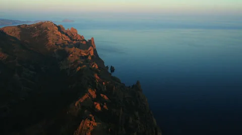 Aerial View: Kara Dag Mountain. Crimea, Ukraine. Summer 2013 Stock Footage 35540775